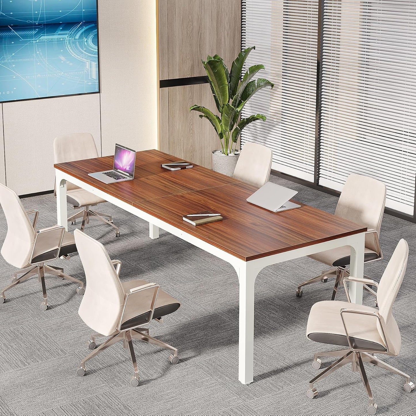 Tribesigns 6.5 FT Conference Table - Modern Large Office Meeting Table | 78.74" W x 27.56" D, Walnut