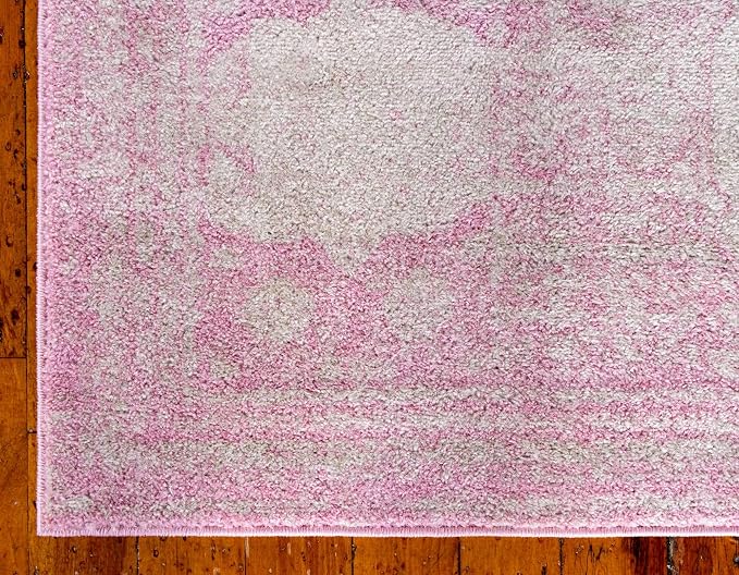 Unique Loom Bromley Collection Area Rug - Wells (8' x 10' Rectangle, Pink/ Ivory)