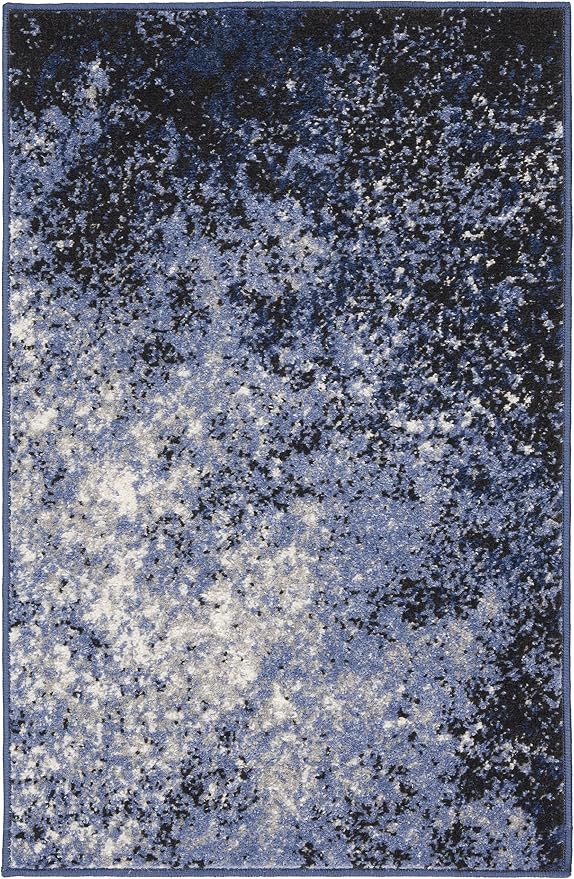 Nourison Home Passion Light Blue/Black 1'10'' x 2'10'' Area-Rug, Modern, Abstract, Easy-Cleaning, Non Shedding, Bed Room, Living Room, Dining Room, Kitchen, (2' x 3')
