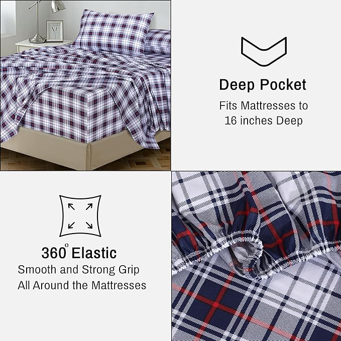 RUVANTI 100% Cotton Twin Sheets Set, 3 Pieces, Soft & Breathable Percale Weave Bedding, Deep Pocket 16", Hotel Standard, Crisp Cool Feel, Durable, Perfect Floral Bed Sheet, Prussian