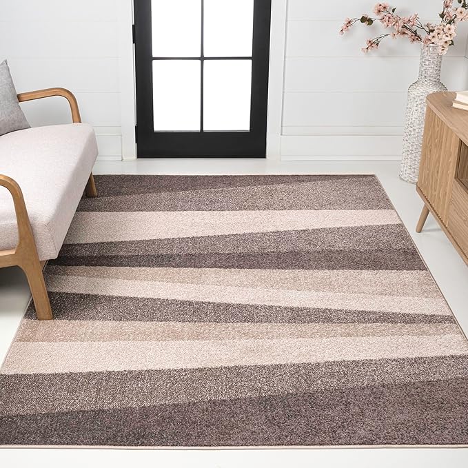 JONATHAN Y Prism Geometric Striped Beige/Brown Indoor Area Rug 8x10, Modern, Coastal, Easy-Cleaning for Living Room, Bedroom, Kitchen, Pet Friendly, Non-Shedding (DZC101C-8)