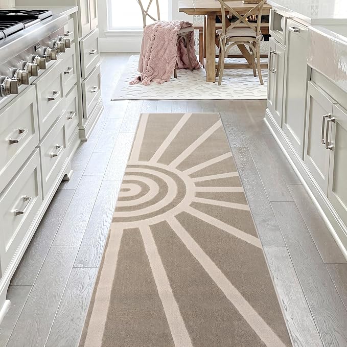 JONATHAN Y Sun Two-Tone High-Low Runner Rug 2X8 Beige/Cream, Aelius MidCentury Scandinavian Abstract for Living Room, Bedroom, Kitchen, Easy-Cleaning, Pet-Friendly, Non-Shedding SND101A-28