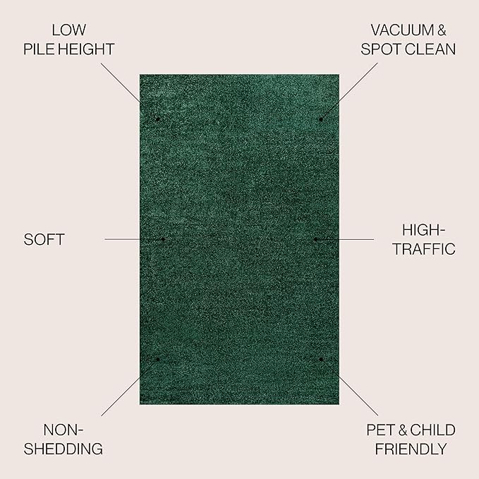 JONATHAN Y Haze Solid Low-Pile Emerald Indoor Area Rug 10x14, Coastal,Bohemian,Minimalist,Classic, Easy-Cleaning for Living Room,Bedroom,Kitchen,Pet Friendly,Non-Shedding (SEU100L-14)
