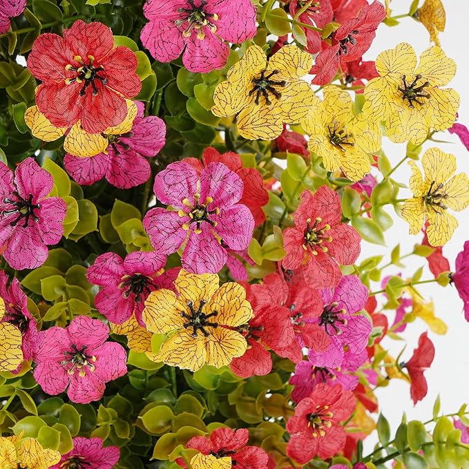 2 Pcs 3.6FT Topiary Trees Artificial Outdoor, Christmas Tree Faux Flowers UV Resistant Shrubs for Indoor Planters Outdoor Porch Halloween Decoration (Color Mixing)