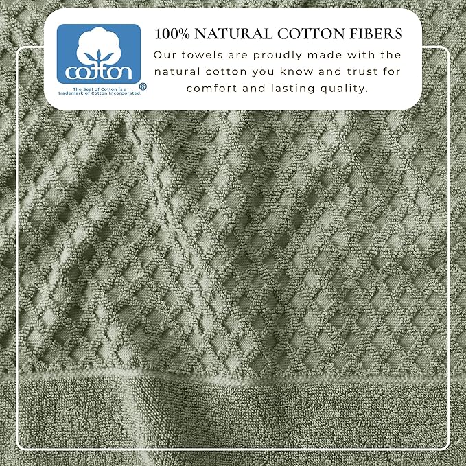 Great Bay Home Hand Towels - 100% Cotton 6 Pack 26x16 Hand Towel Set - Absorbent, Durable, Quick-Dry Towels for Bathroom (Eucalyptus)