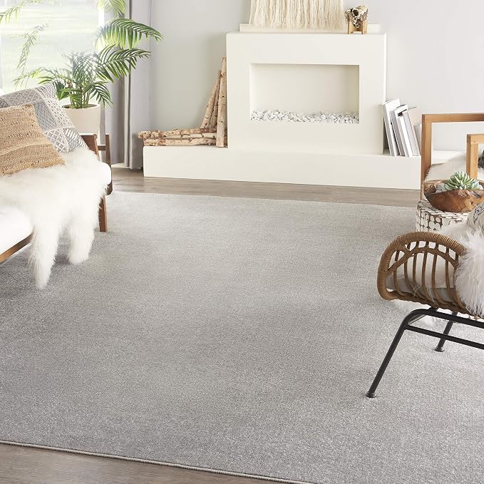 Nourison Home Nourison Essentials Silver Grey 9' x 12' Area Rug - Easy Clean, Non Shedding, Bed Room, Living Room, Dining Room, Kitchen (9' x 12')