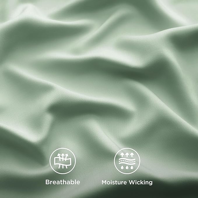Bedsure Cooling Sheets Twin, Rayon Derived from Bamboo, Breathable & Soft Twin Sheets Set, Deep Pocket Up to 16 Inches, Hotel Luxury Silky Bedding for Hot Sleepers, Sage Green