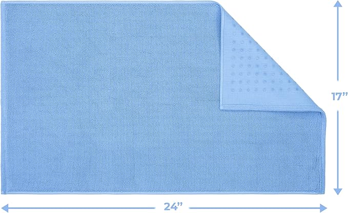 Cotton Paradise 100% Cotton Turkish Bathmat Rug, Soft Absorbent Quick Dry Non Slip, 17x24 Bathmat Rug, Sky Blue