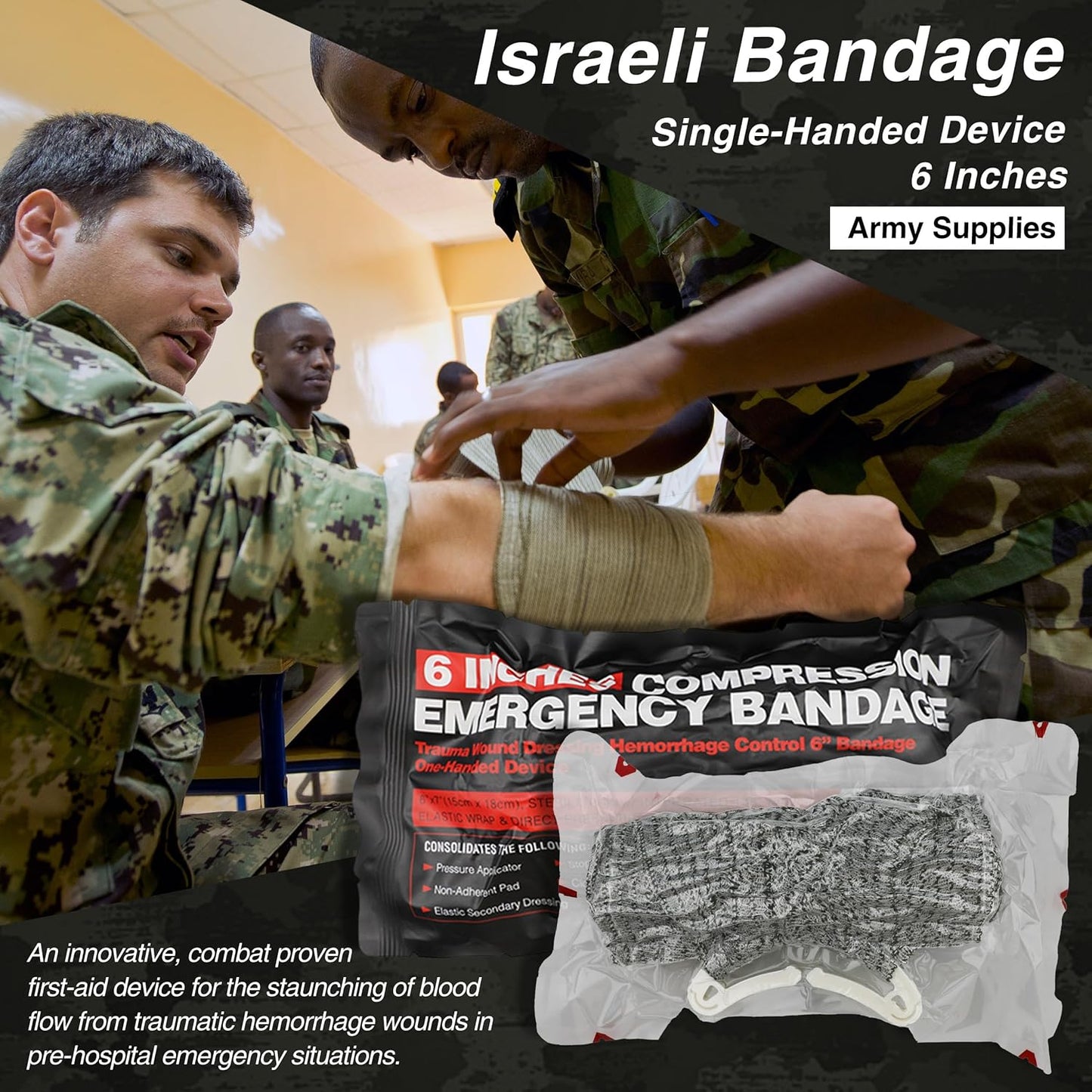 Survival First Aid Kit - Tactical Military Combat IFAK with Israeli Bandage & Tourniquet | Black