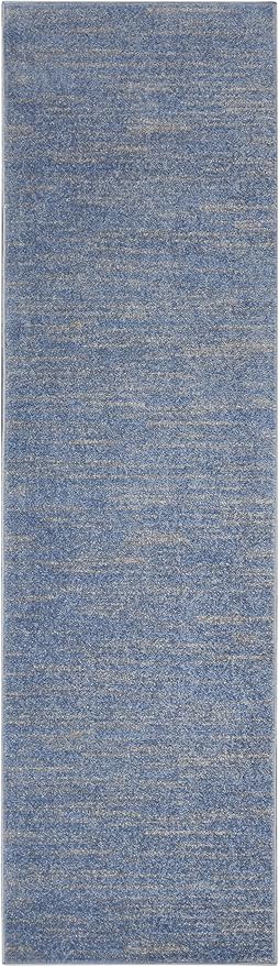 Nourison Home Nourison Essentials Blue Grey 2'2" x 7'6" Area Rug - Easy Clean, Non Shedding, Bed Room, Living Room, Dining Room, Kitchen (8' Runner)