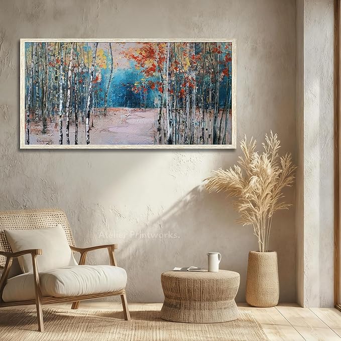 Ardemy Framed Birch Tree Canvas Wall Art for Living Room Large Forest Pictures Wall Decor Paintings Landscaper Nature Artwork Bedroom Dining Room Home Office, 40"x20"