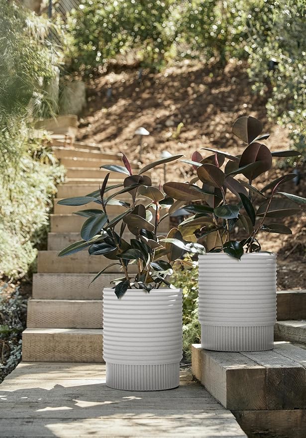 Veradek Mod Series 17" Medium Planter for Patio & Backyard | Durable Plastic-Stone Material | Modern Décor for Plants & Flowers