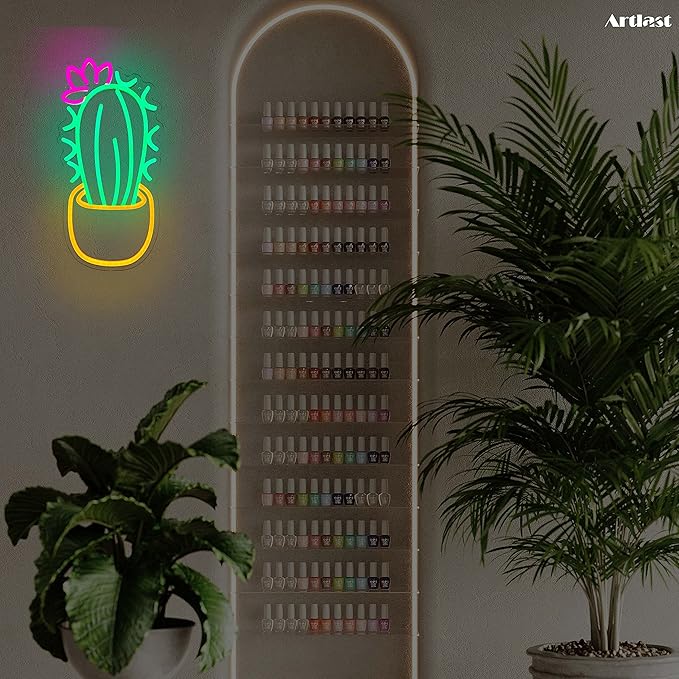Cactus Neon Sign Potted Neon Light Cactus With a Flower LED Light Sign Plant Sign Houseplant Decoration Neon Aesthetic Decor for Bedroom Flower Store Birthday Holiday