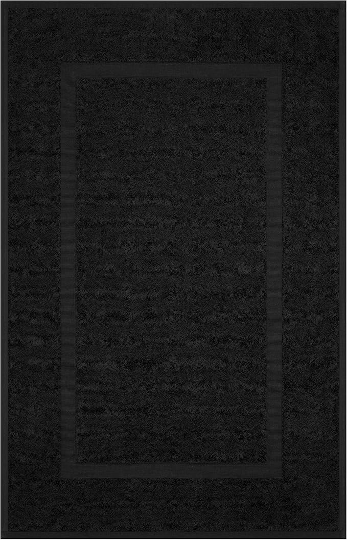 Cotton Paradise 100% Cotton Turkish Bathmat Set, Soft Absorbent Quick Dry, 2 Piece 20x34 Bathmat Floor Set, Coal Black