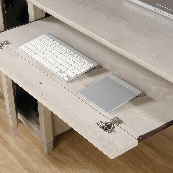 Sauder Edge Water Computer Desk with Storage Drawers, Home Office Desk, in Chalked Chestnut finish