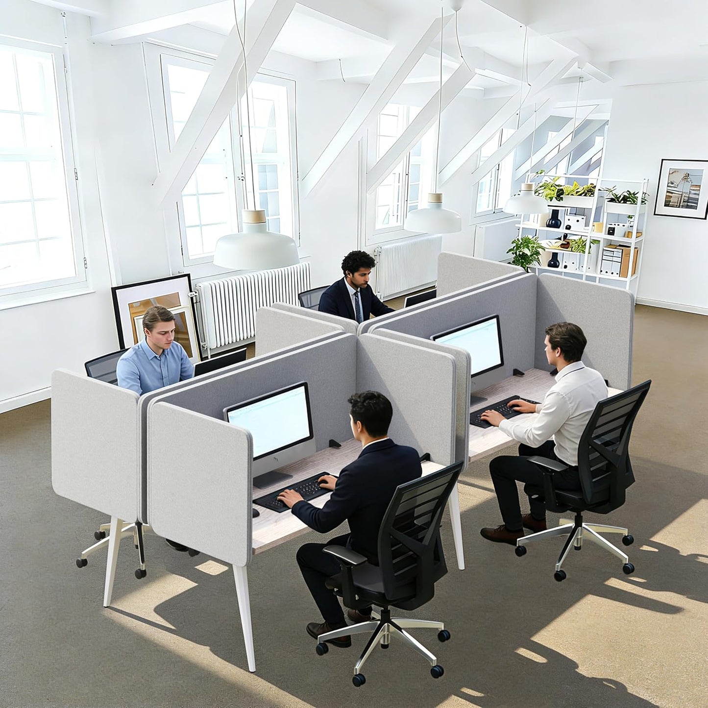 Skiennix Desk Privacy Panel - 24 x 24 Inch Sound Absorbing Divider | Gray Acoustic Back Partition