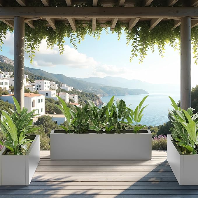 Casaphoriar Metal Planter Box 36"x9"x9", Rectangular Planter and Drainage Holes, Perfect for Outdoor Patio and Balcony Decor, Grey
