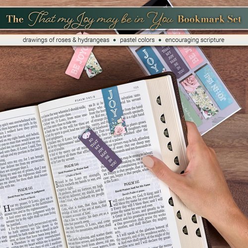 Christian Art Gifts Magnetic Scripture Bookmark Set - Inspirational Floral Bible Verse Pagemarkers, 6-Pack (2.3” x 0.8”)