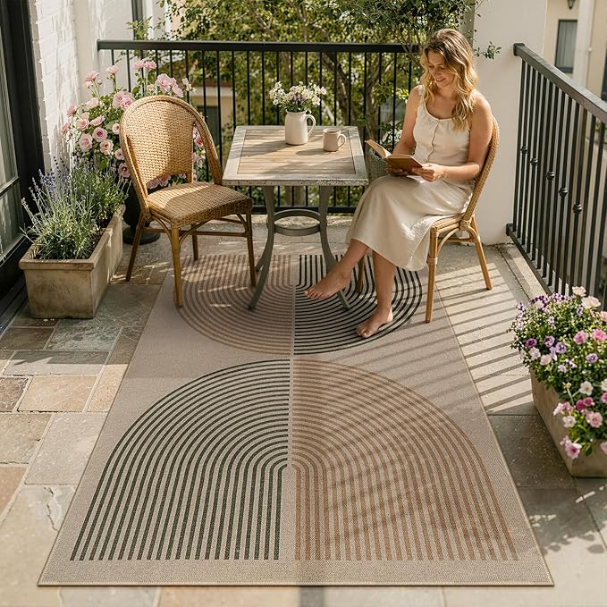 Lahome Modern Rainbow Easy Jute 3x5 Patio Rug, Washable Rugs for Entryway Farmhouse Non Slip Indoor Door Mat, Contemporary Throw Carpet for Entry Mudroom Porch Decor