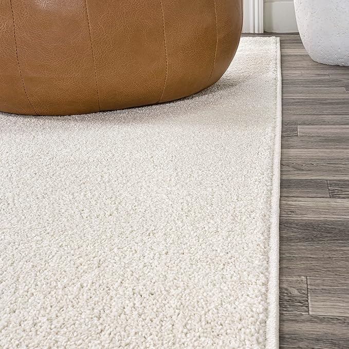JONATHAN Y Haze Solid Low-Pile Cream 4x6 Oval Indoor Area Rug, Coastal,Bohemian,Minimalist,Classic, Easy-Cleaning for Living Room,Bedroom,Kitchen,Pet Friendly,Non-Shedding (SEU100T-4OV)