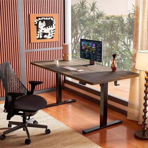 ErGear Electric Standing Desk - Height Adjustable Sit-Stand Home Office Desk, 48 x 24 Inches, Dark Walnut