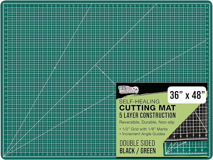 U.S. Art Supply 36" x 48" Self-Healing Cutting Mat 5-Ply - Double-Sided Green/Black Craft Mat, Non-Slip Cutting Mats for Crafts, Sewing, Quilting, Scrapbooking