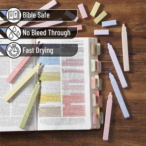 Mr. Pen Aesthetic Highlighters - 10 Colorful Chisel Tip Pens for Bible Pages | No Bleed Design