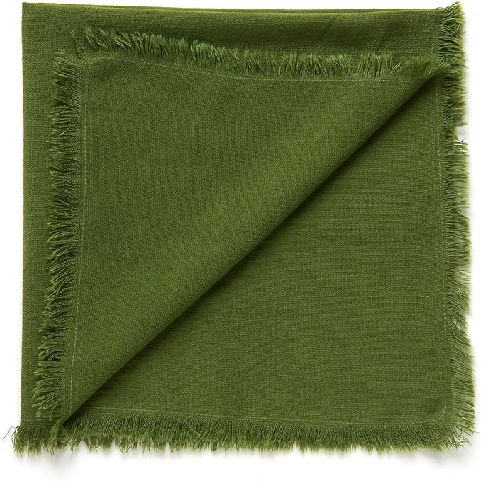 ACCENTHOME Olive Green Cotton Linen Napkin Set of 12 18x18 inch Dinner Napkins - Washable Soft Premium Reusable Perfect Fall Thanksgiving Table Napkins for Family Dinners Christmas & Everyday Use