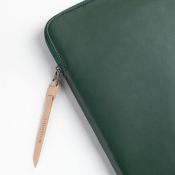 Comfyable Slim Protective Laptop Sleeve Compatible with 13/13.3/14 Inch MacBook Air & MacBook Pro, Mac Travel Case, Laptop Pouch, Slim PU Leather Cover M5/M4/M3/M2/M1 2025-2021, Midnight Green