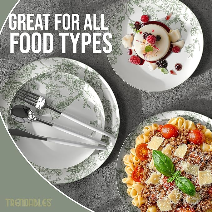 Trendables Floral Paper Plates 8.5 Inch & 10.5 Inch 80 Pcs Dinner Plate Set Fancy Disposable Plates for Party for 40 Guests 40 X 8 & 40 X 10 Large & Small Paper Plate Set for Parties Yaffa