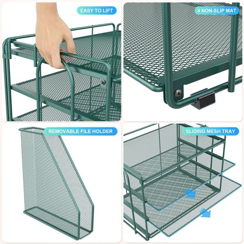 Gianotter 4-Tier Paper Organizer - Stylish Desk Accessory with Magazine Holder | Green Finish