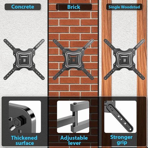 Gkyet Full Motion TV Wall Mount - Swivel & Tilt Articulating Arms for 19-55 Inch TVs | VESA 400x400mm, 66lbs Max