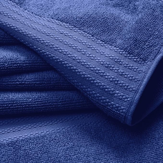 GLAMBURG Ultra Soft 6-Piece Hand Towel Set 16x28-100% Ringspun Cotton - Durable & Highly Absorbent Hand Towels - Ideal for use in Bathroom, Kitchen, Gym, Spa & General Cleaning - Navy Blue