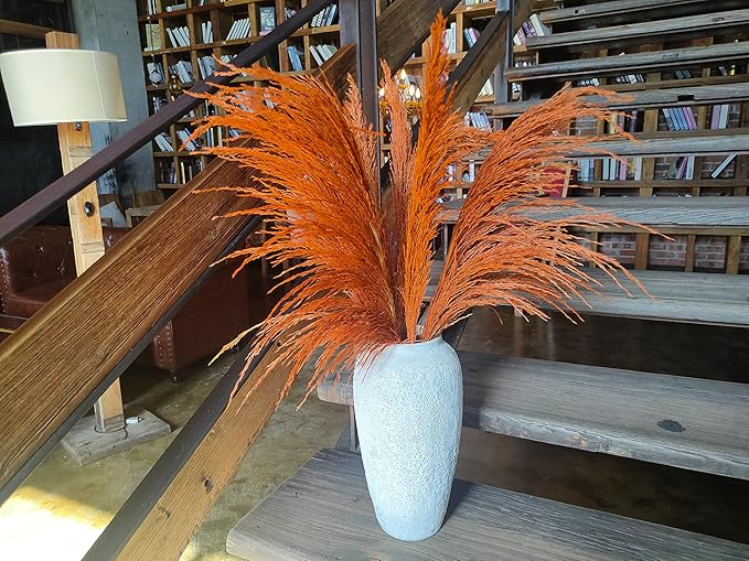 Pampas Grass Decor Tall,Long Pampas, Large Pompas Floral, Elegant Feather Flowers for Wedding Decorations, Living Room Decor (Natural Orange, 8pcs 31.5"(80cm))