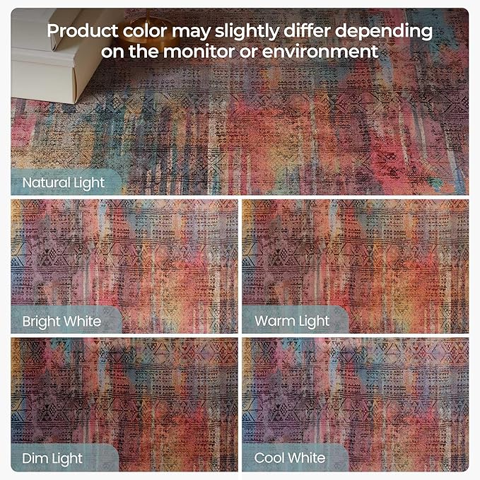 Kokia Abstract Area Rugs 9x12 Bedroom Washable Decor Low Pile Non-Slip Non-Shedding Indoor Brick Ochre Carpet Foldable Stain Resistant Floor Mat Living Room Dining Room, Oslo Cave