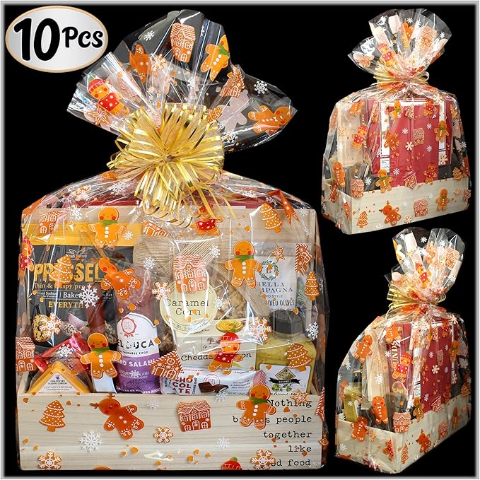 AnapoliZ X-Large 24' x 30' Crystal Clear Cellophane Bags - 10 Pcs, 2.5 Mil Thick, Perfect for Christmas Gifts & Baskets