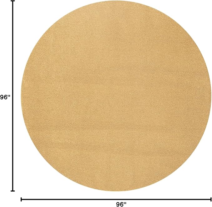 JONATHAN Y Haze Solid Low-Pile Mustard 8' Round Indoor Area Rug, Coastal,Bohemian,Minimalist,Classic, Easy-Cleaning for Living Room,Bedroom,Kitchen,Pet Friendly,Non-Shedding (SEU100B-8R)