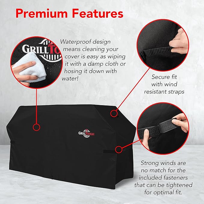 GrillTough Heavy Duty Griddle Cover for Outdoor Griddle, Fits 28 Inch Griddle – Waterproof, Weather Resistant, UV & Fade Resistant with Adjustable Straps – Flat Grill Cover, Black
