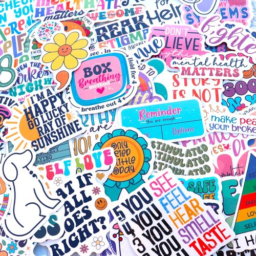 Puraesla 150 PCS Mental Health Matters Stickers Pack - Positive Quote Decals for Journals, Laptops & Decor