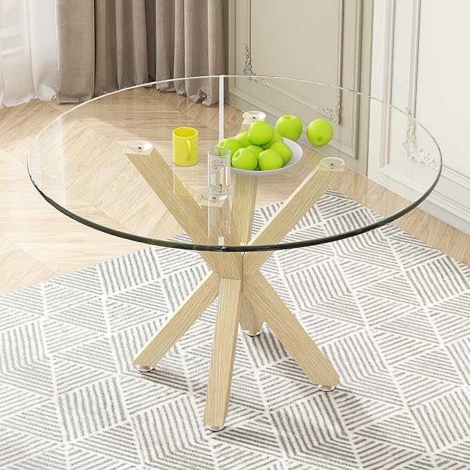 Metal Table Legs 28 Inch, Artistic Heavy Duty Dining Table Base with Suction Cups & Pre-Drilled Holes, Fits Glass Marble Wood Tops, DIY Desk Coffee Table Legs, 1000LBS Capacity, Natural Colour