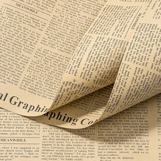WRAPAHOLIC 20 Sheets Kraft Flower Wrapping Paper - 19.6 x 27.5 inch Retro Black Lettering Floral Bouquet Wrapping, Florist Supplies Packaging Paper for Wedding Birthday Gift DIY