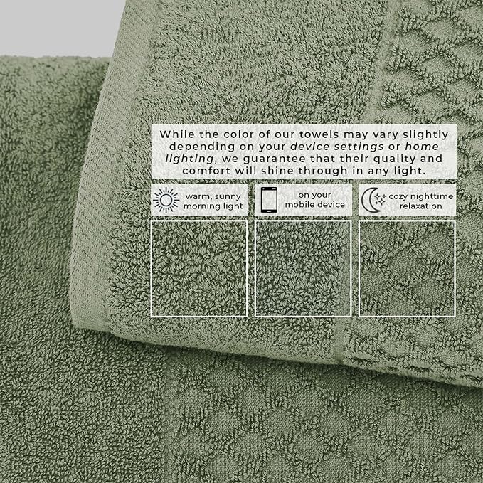 Great Bay Home Hand Towels - 100% Cotton 6 Pack 26x16 Hand Towel Set - Absorbent, Durable, Quick-Dry Towels for Bathroom (Eucalyptus)