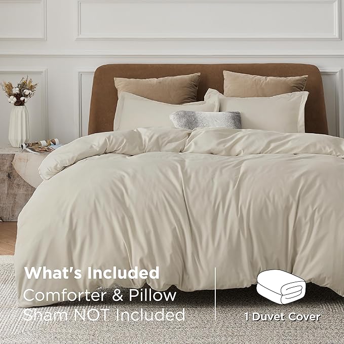 Bedsure Duvet Cover King Size - Only Includes 1 Duvet Cover (104"x90"), Hotel Luxury Soft Double Brushed All Season Bedding for Kids & Adults, Zipper Closure, NO Comforter, Linen