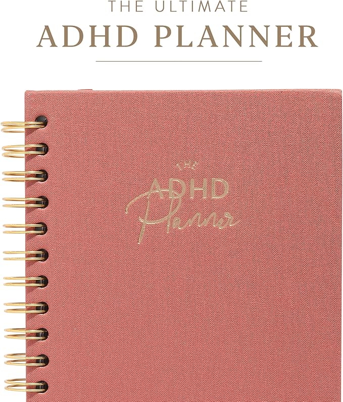 The ADHD Planner - Undated Daily Weekly Schedule Organizer Journal for Disorganized People - Habit Tracker Record Emotions & Mood - Academic Goals - Structure & Focus for Adults Brains (Spiral) (Red)