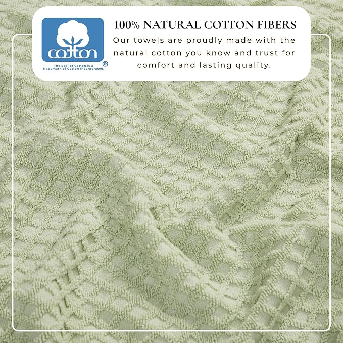 Great Bay Home Hand Towels - 100% Cotton 6 Pack 26x16 Hand Towel Set - Absorbent, Durable, Quick-Dry Towels for Bathroom (Pale Green)