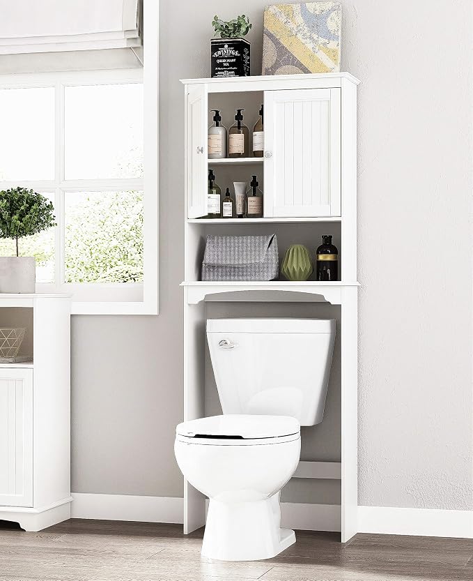 Spirich Over The Toilet Storage Cabinet, Bathroom Shelf Over Toilet, Bathroom Storage Cabinet Organizer, White