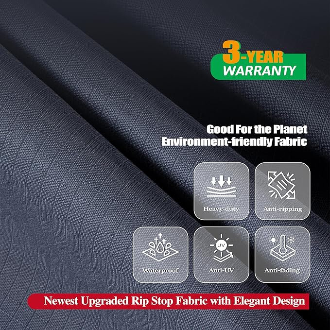 F&J Outdoors Patio Furniture Covers Waterproof Anti-UV Rip-stop Fabric Outdoor Furniture Cover, Grey, 102"Wx74"Dx27.5"H