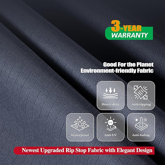 F&J Outdoors Patio Furniture Covers Waterproof UV Resistant Rip-stop Fabric Outdoor Furniture Cover, Grey, 84"Wx84"Dx27.5"H