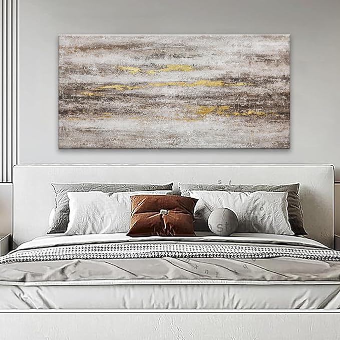 YISXINOAG Abstract Canvas Art Wall Decor Modern Artwork Maximalist Decor Picture Contemporary Brown And Gray Abstract Art Decor Artwork Bedroom Living Room Office Decoration 24x48 Inch