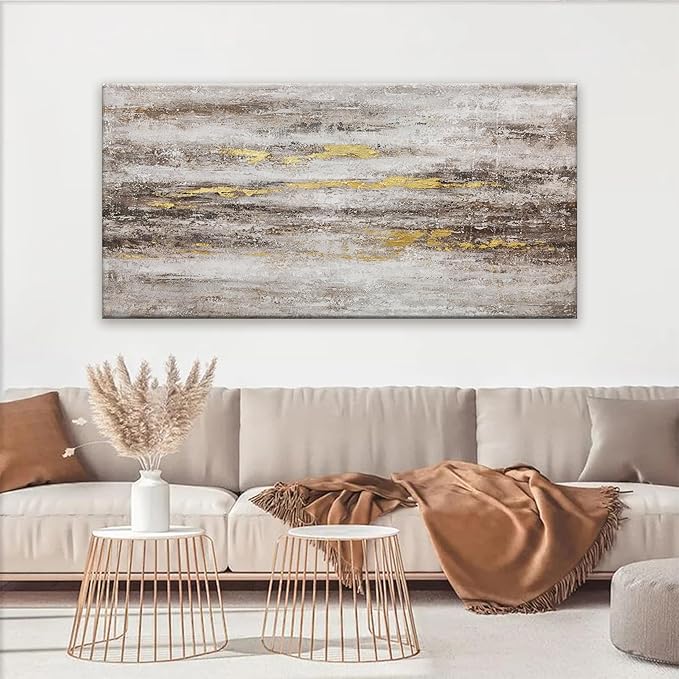 YISXINOAG Abstract Canvas Art Wall Decor Modern Artwork Maximalist Decor Picture Contemporary Brown And Gray Abstract Art Decor Artwork Bedroom Living Room Office Decoration 24x48 Inch